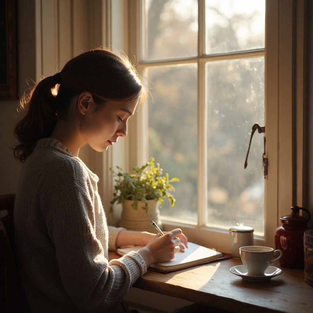 Person writing in journal